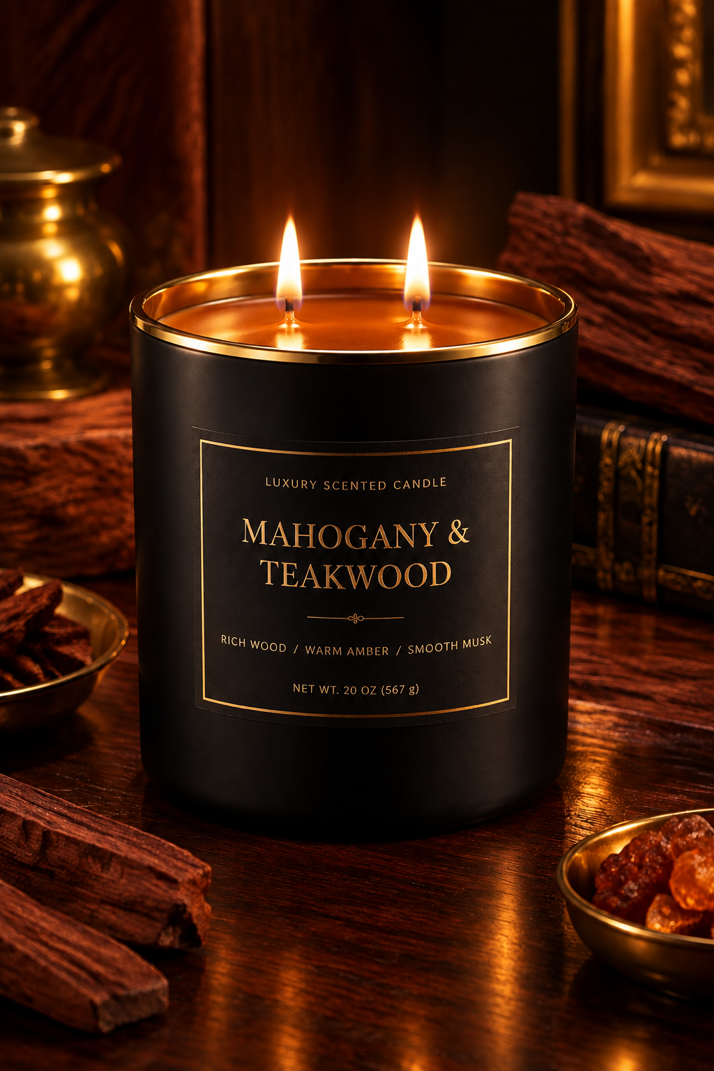 Vela de madera de teca y caoba