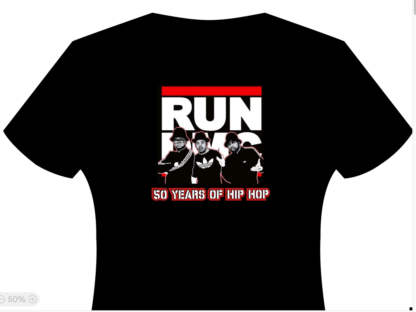 Camiseta gráfica Run DMC 50 años de hip hop